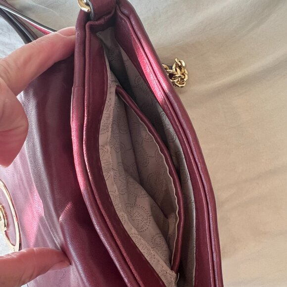 Michael Kors Fulton Quilted Cherry Red Leather Crossbody - Picture 7 of 13